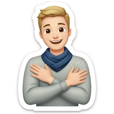  guy with crossed hands around his neck laughing  sticker