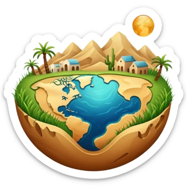 infinite 8 stylised to symbolise earth, with desert, grass, cities, oceans sticker