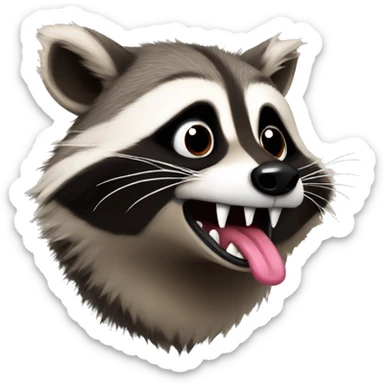 Crazy Raccoon with tongue  sticker
