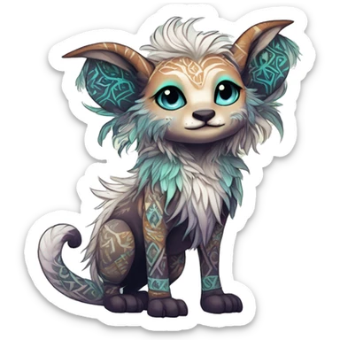 cute Kawaii edgy ethereal shy epic fantasy animal fursona Fionbri creature by griffsnuff & LiLaiRa & Falvie with exotic colors with intricate patterns full body sticker