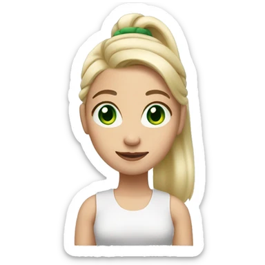 Girl with green eyes and light hair with 
one ponytail  sticker