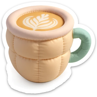 cafe latte with latte art print, soft and plush, pastel colors sticker