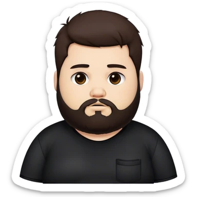 fat emo guy with dark brown hair beard emo outfit sticker