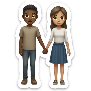 A boy and a girl couple holding hands sticker