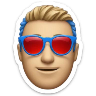 blue sunglasses with red stars on glasses sticker