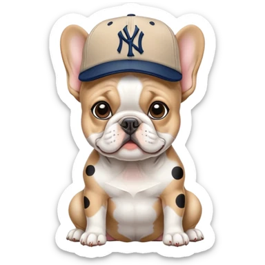 french bulldog with cap (logo New York  Yankes) sticker