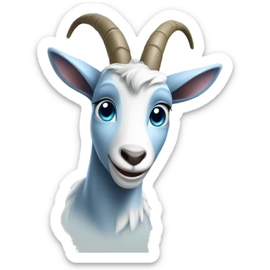 Blue goat whole body pretty smiling excited bluegreen eyes female sticker