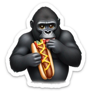 Gorilla eating hotdog  sticker