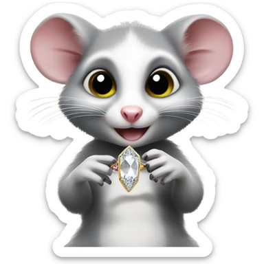 Possum with engagement ring  sticker