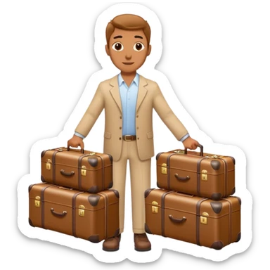Man with four suitcases sticker