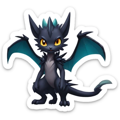 Edgy Cool Chibi Nargacuga-Noivern-Pokémon-fusion-cat Full Body sticker
