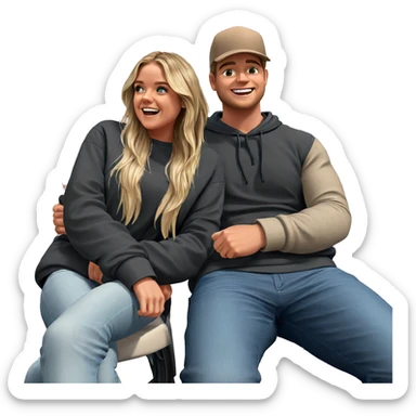 happy couple on a vehicle sticker