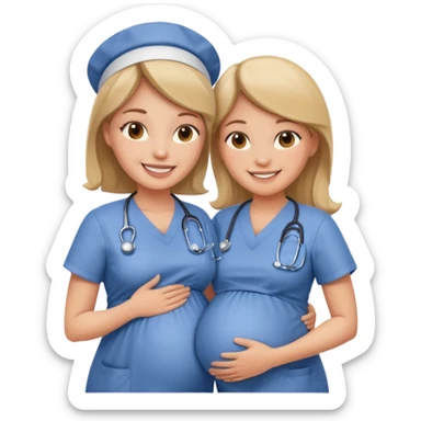 Labor and delivery nurse with pregnant woman sticker