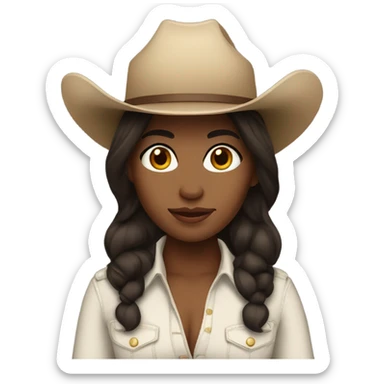 Light skin cow girl with dark brown hair  sticker