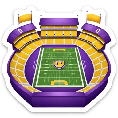 Tiger Stadium LSU football stadium emoji, stands filled with purple and gold, green field in center sticker