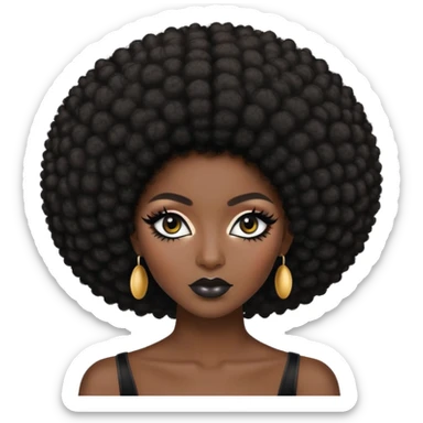 dark skin baddie,pretty makeup, black eyeliner, afro hair sticker