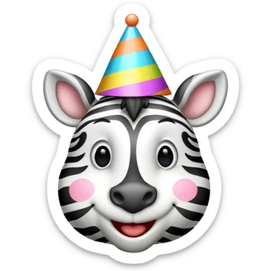 Zebra with a partyhat sticker