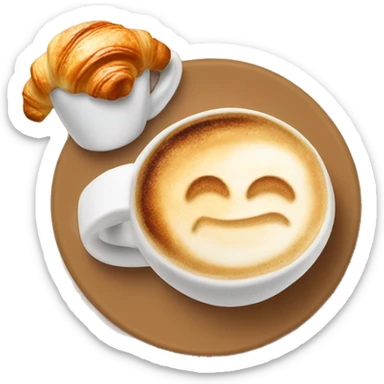 Cup of cappuccino with croissant sticker