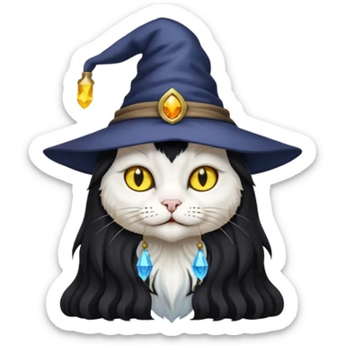 Black and white cat that is a sorcerer sticker
