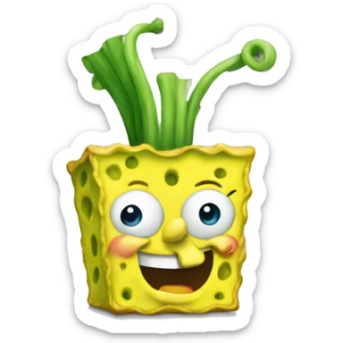 spongebob like an emoji, apple iOS style,  sticker