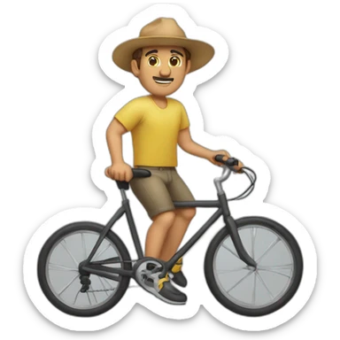 señor gordo sin pelo en bicicleta sticker