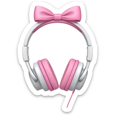 White headphones with pink bows sticker