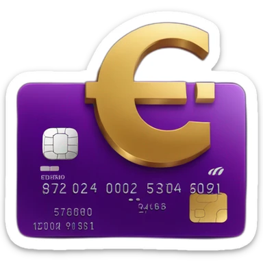 Dark Purple Credit card with huge golden euro sign sticker