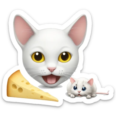 cat eat mouse  sticker