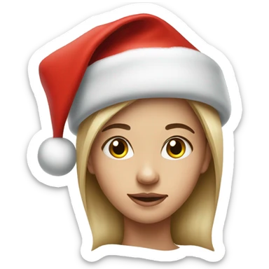 realistic portrait of girl wearing santa hat sticker