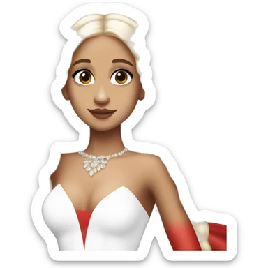 white ariana grande, blonde hair, red dress, ethereal  sticker
