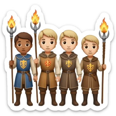 les villagois avec des fourches et des torches sapé en moyen age sticker