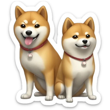 Shiba and another shiba with a baseball bat sticker