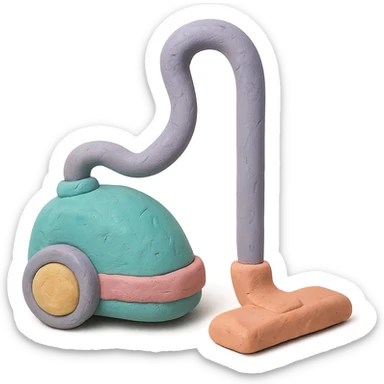 vacuum cleaner in claymation style with pastel colors and visible fingerprints sticker