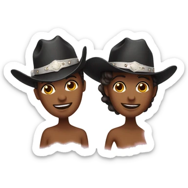 two brides cowboy hats sticker