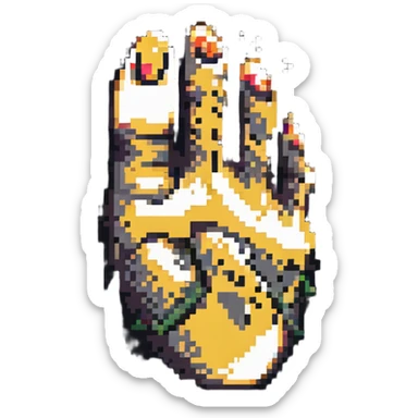 close-up of a leopard's foot with spots pointing upward in pixel art style sticker
