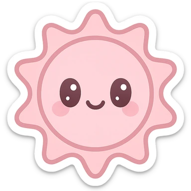 kawaii style icon of a pink sun with a cute face, soft pinks sticker