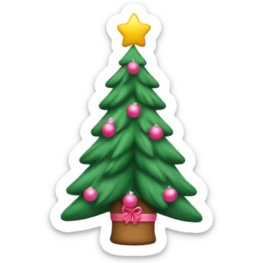 Christmas tree with teddy bear holding pink heert under sticker