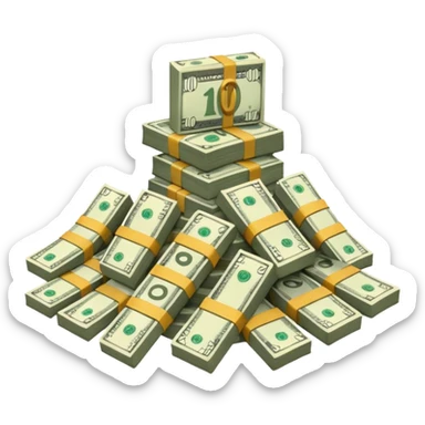 cash pile, make bills rectangular, next to a "10x" factor, looking like 10x CASH PILE sticker