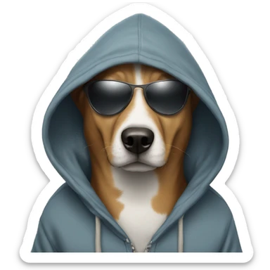 Dog with hoodie and sunglasses sticker