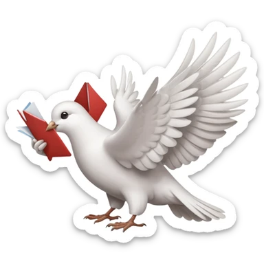 a dove with a letter in its paws sticker