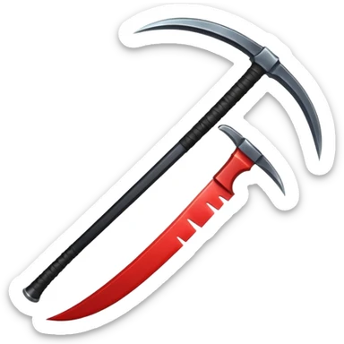 The scythe of the God of Death is long and straight. sticker