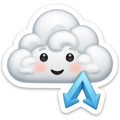 emoji for 'import', a cloud with a downward arrow, friendly and approachable style sticker