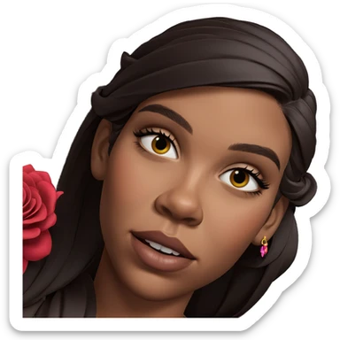 dark-skinned beauty with flowers sticker