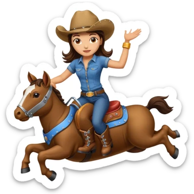 brunette girl riding mechanical bull sticker