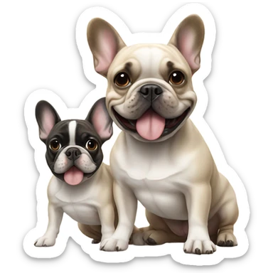 2 super cute frenchie bulldogs walking one big one small sticker