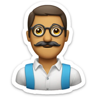 Tambourine with no skin played by the moustache and glasses emoji man sticker