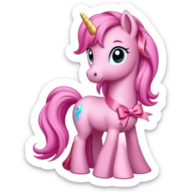 pink pony in a pink dress sticker