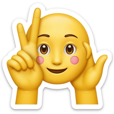 yellow emoji ios style hand making an 'L' shape with his thumb and first finger extended while the others not sticker