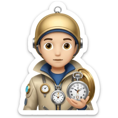 future Explorer with futuristic pocket watch sticker