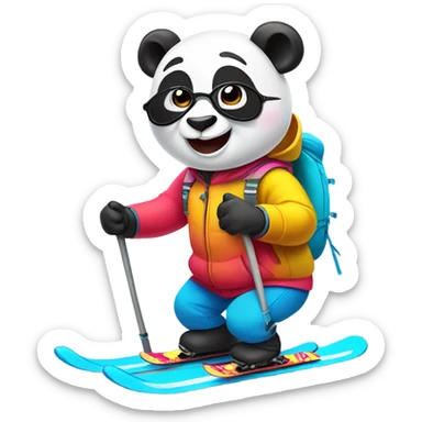 Panda skiing downhill sticker